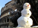 Snowman in Rome at the Colosseum